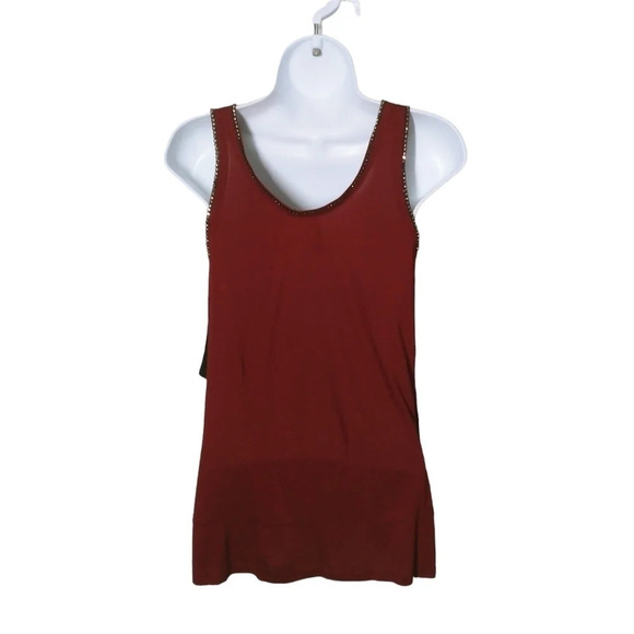J - Jess A-Line Burgundy Tank Top with Decorative Rhinestones XS NWT - Picture 5 of 8